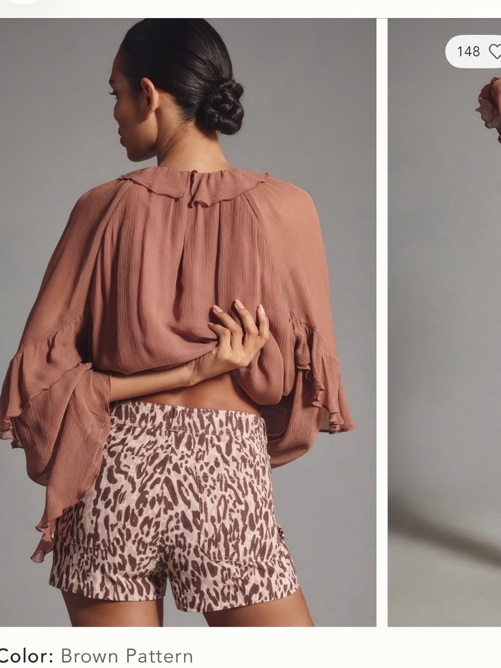 Ettie Maeve Shorts - Antropologie - Animal Print Shorts - Dusty Rose - Picture 3 of 4